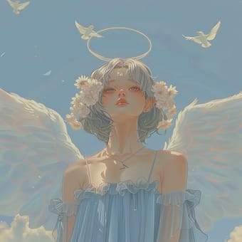 Example of an image generated using the prompt --sref 456250672 in Midjourney with the Anime, Blue, Ink and watercolor style